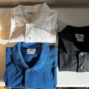 Lacoste Men's Polo Shirt bundle - White, Blue, and Black